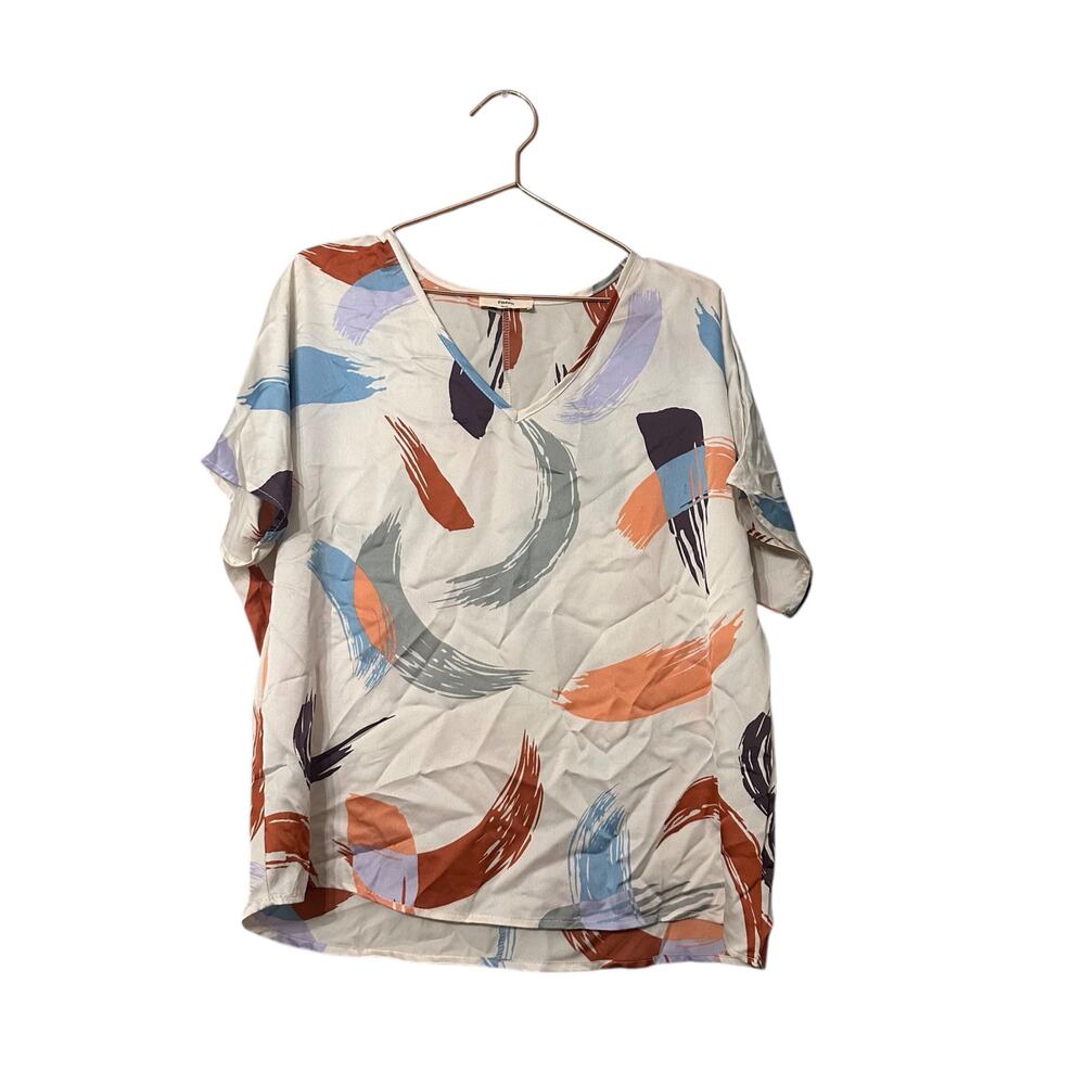 Entro woman’s abstract print v neck cream small